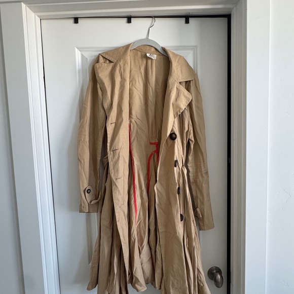 Pleated Anthropologie Tan Trench Coat - Picture 2 of 5